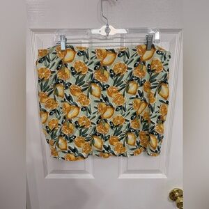 Abercrombie And Fitch Lemon Print Mini Skort Size XL Linen Blend
